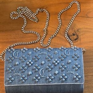 Christian Louboutin Blue Studded Crossbody Bag